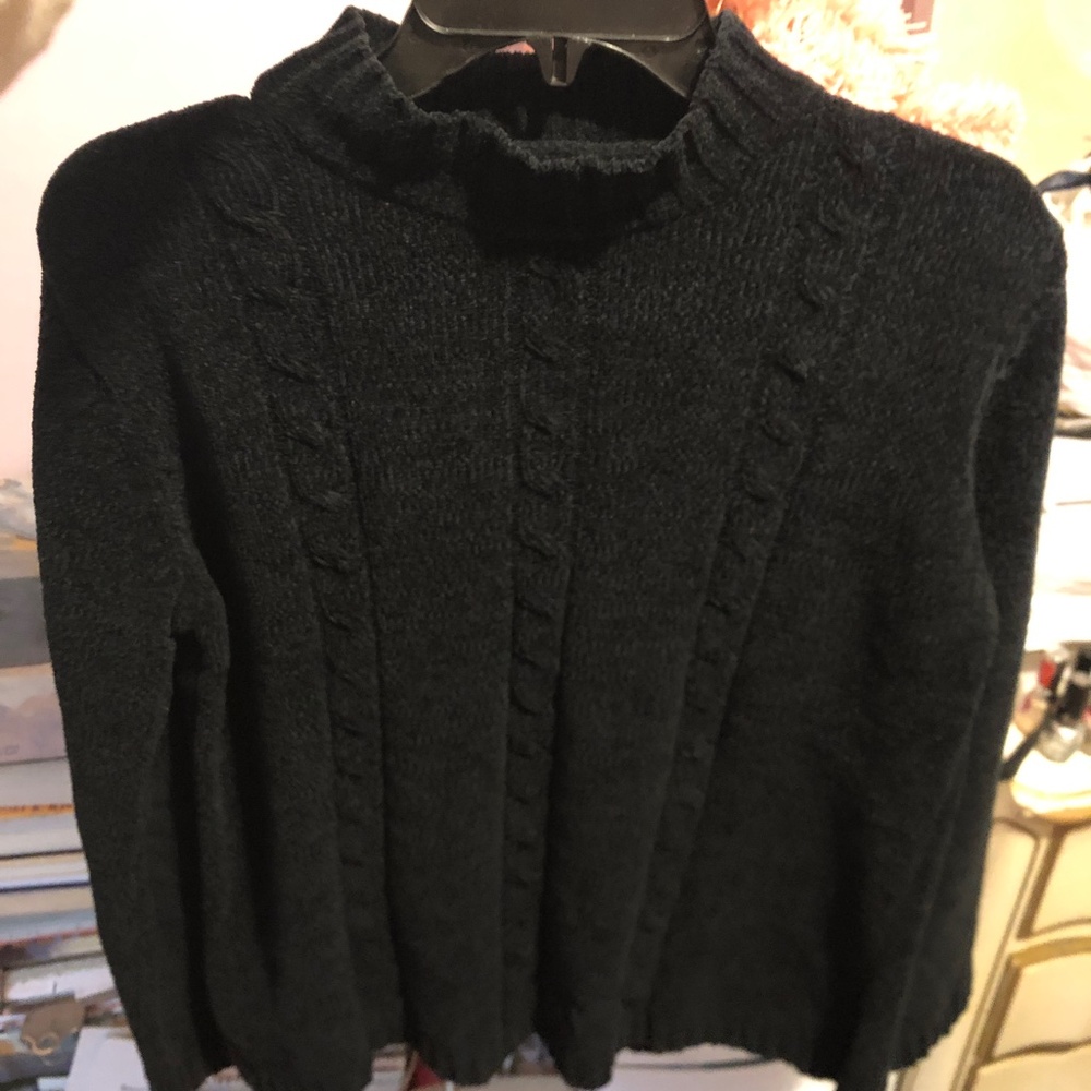 Minimalist Vintage Black Basic Oversize Velour Ch… - image 6